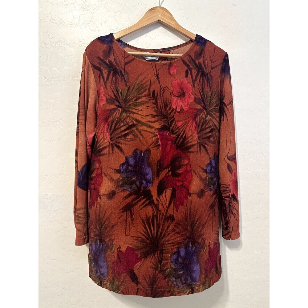 Vintage California Krush Womans Dark Floral Top Size L Whimsigoth Artsy Y2K 90s